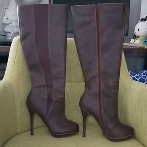 Brown knee high boots